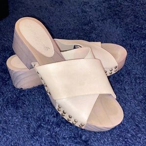 Free people leather and wooden sandal